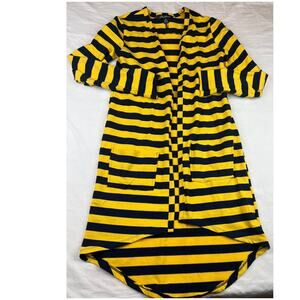 Hawthorne Shirts Women Medium Blue Yellow Stripe Pockets Casual Comfy Stretch 2x